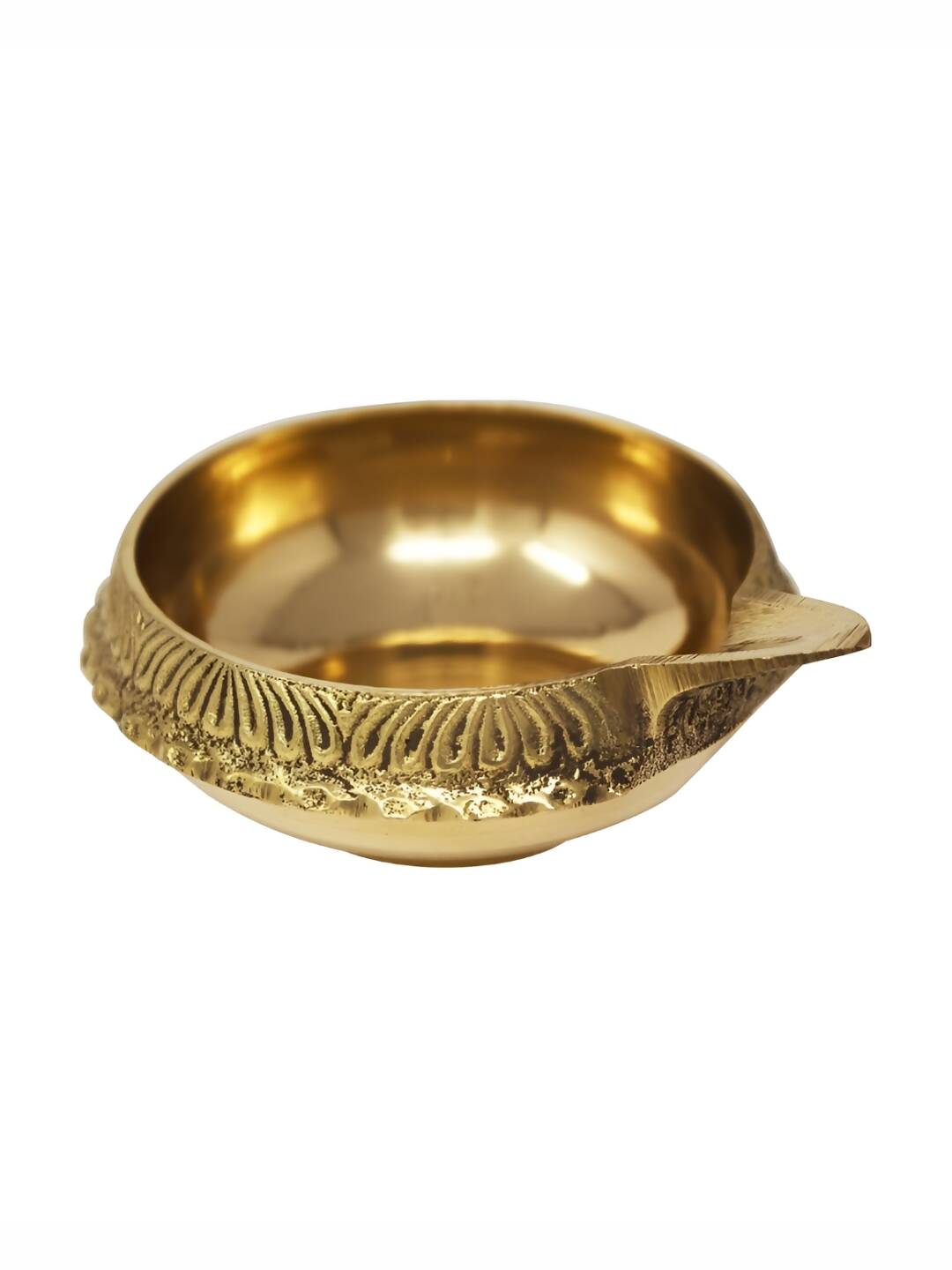 Spillbox Gold Toned Textured Brass Diya without Stand - Distacart
