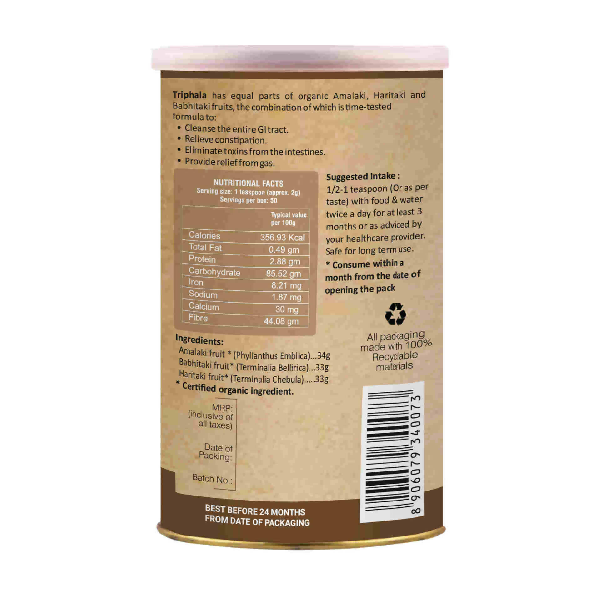 Organic Wellness Triphala Powder - Distacart