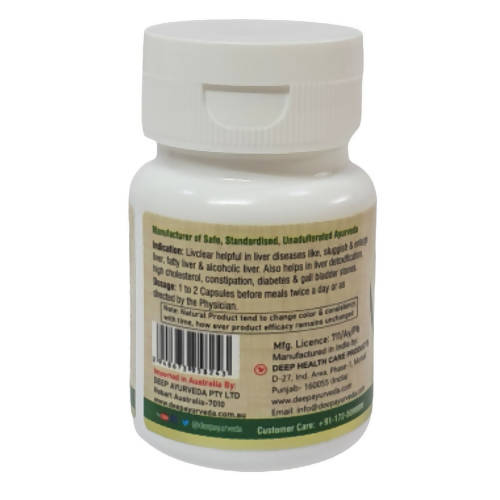 Deep Ayurveda Livclear 500mg Veg Capsules - Distacart