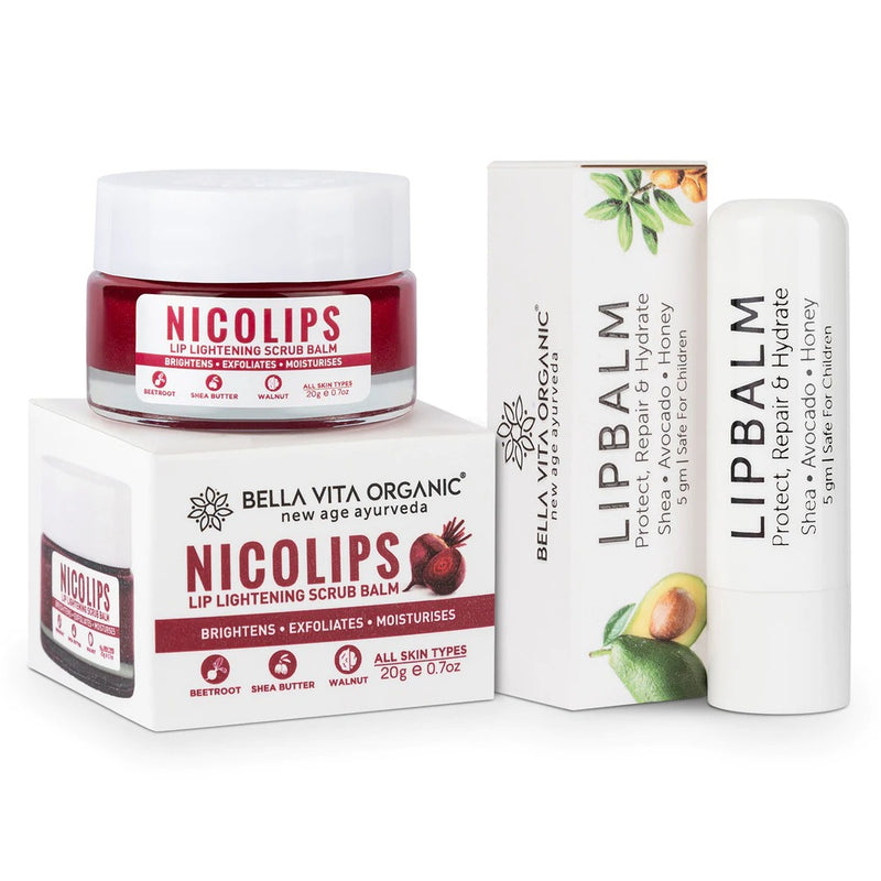 Bella Vita Organic Nico Lips Lip Scrub &amp; Nico Balm Lip Balm Combo