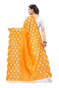 Thumbnail for Vamika Zoya Silk Embroidered Yellow Saree (RAKHI MUSTARD)