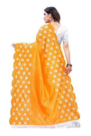 Vamika Zoya Silk Embroidered Yellow Saree (RAKHI MUSTARD)