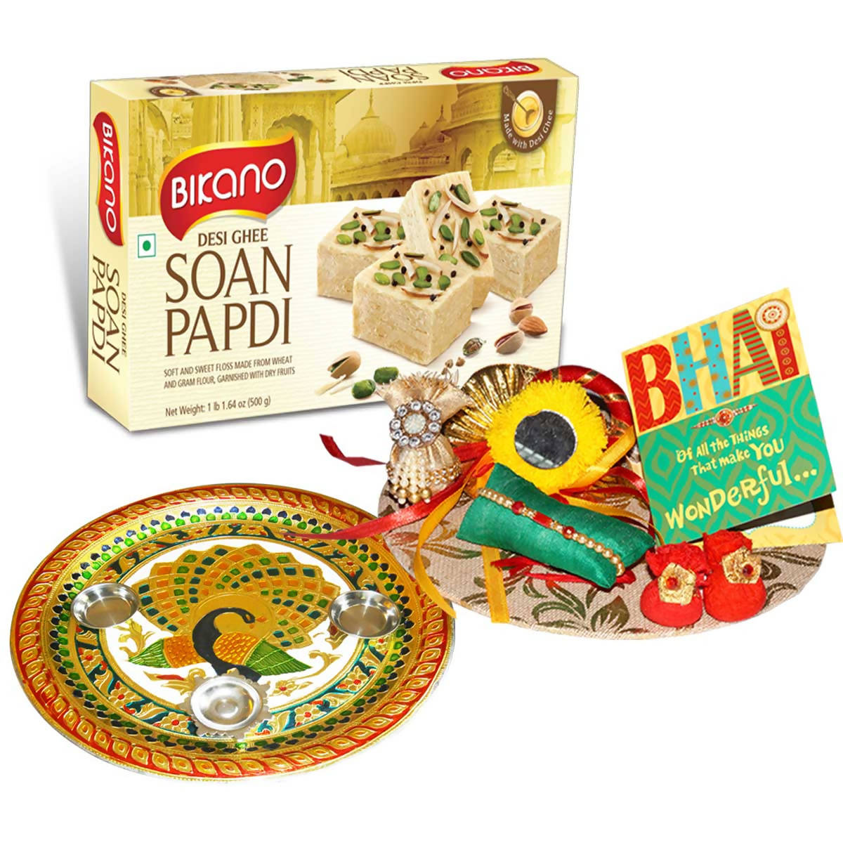 Bikano Soan Papdi Rakhi Puja Thali Gifts - Distacart