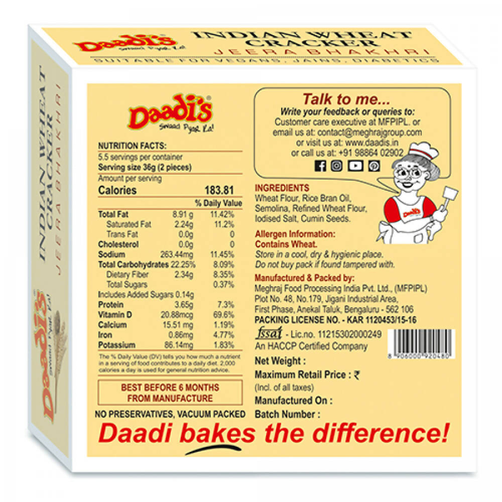 Daadi's Jeera Bhakhri - Distacart