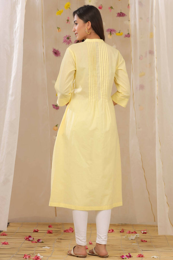 Juniper Women Limeyellow Cambric Solid A-Line Kurta - Distacart