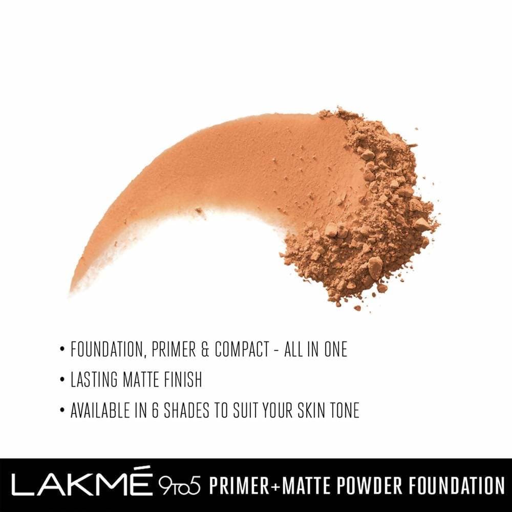 Lakme 9 To 5 Primer With Matte Powder Foundation Compact - Natural Almond - Distacart