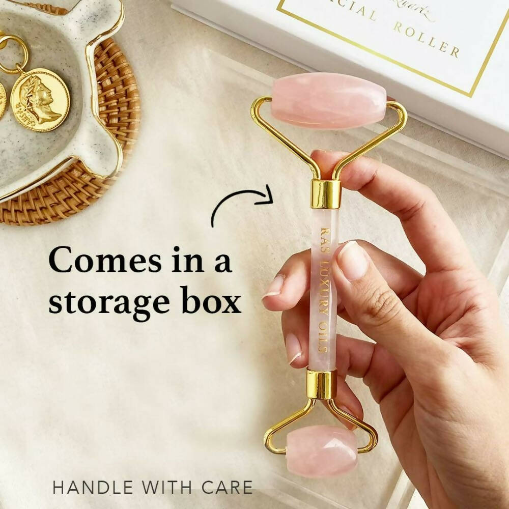 Ras Luxury Oils Rose Quartz Face Massager Roller - Distacart