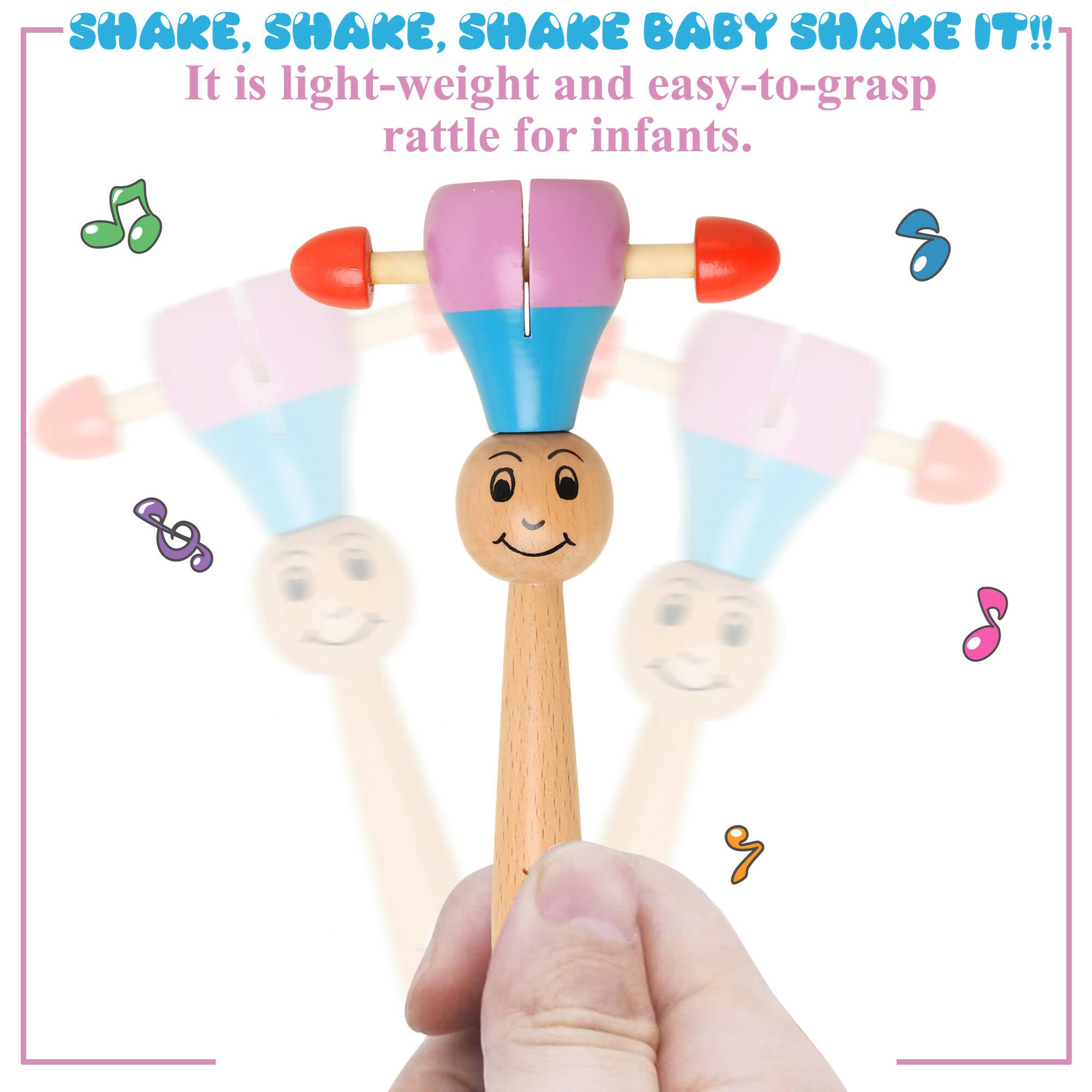 Matoyi Wobbly Panda & Blue Rabbit Pull Along & Maraca For Kids - Distacart