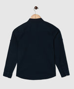 Thumbnail for Manet Boys Mandarin Collar Full Sleeves Melange Shirt - Navy Blue - Distacart