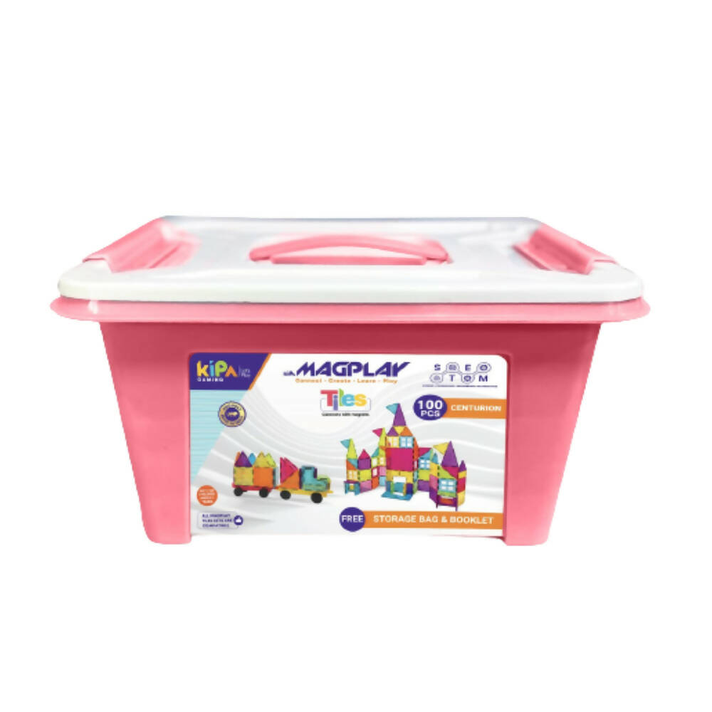 Kipa MagPlay Centurian 100 Pieces Magnetic Tiles Set Constructing and Creative Learning Educational Stem Toy with Smart Outdoor BagPack Kids - Distacart