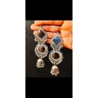 Thumbnail for Muskan Fancy Oxidized Mirror Jhumki Earrings