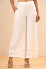 Thumbnail for Juniper Women White Rayon Solid Straight Palazzo - Distacart