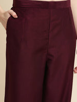 Thumbnail for Purple Chinon Silk Embroidered Straight Kurta with Trouser & Dupatta - Salimar - Distacart