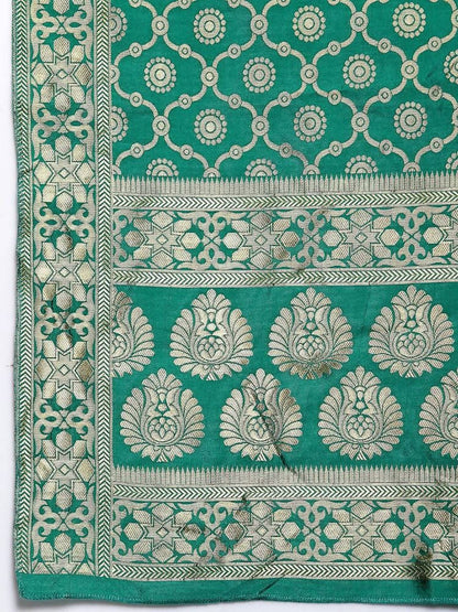 Myshka Women's Green Silk Print Casual Dupatta