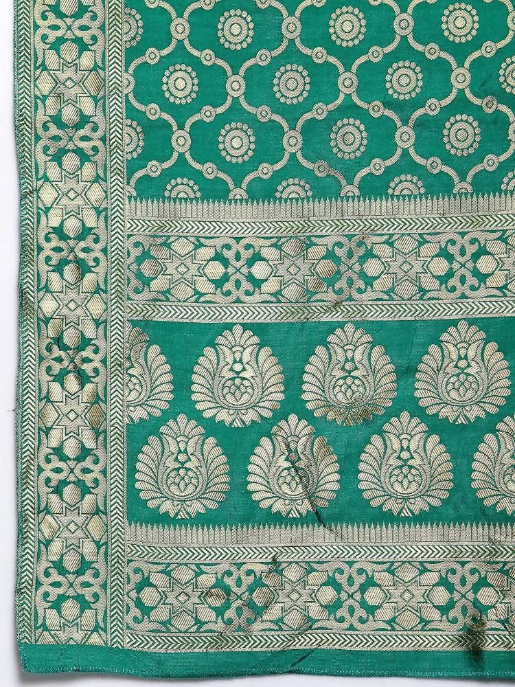 Myshka Women's Green Silk Print Casual Dupatta