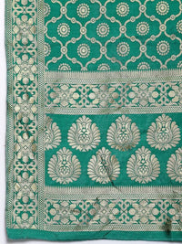Thumbnail for Myshka Women's Green Silk Print Casual Dupatta
