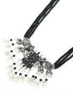Thumbnail for Mominos Fashion Johar Kamal Silver-Plated Brass Finish Elephant Desgin Choker For Women (Black) - Distacart
