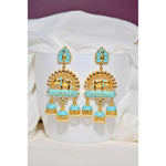 Thumbnail for Traditional Gold-Plated Elephant Design Kundan Blue Jhumka Jhumki Earrings By House of Ree - Distacart