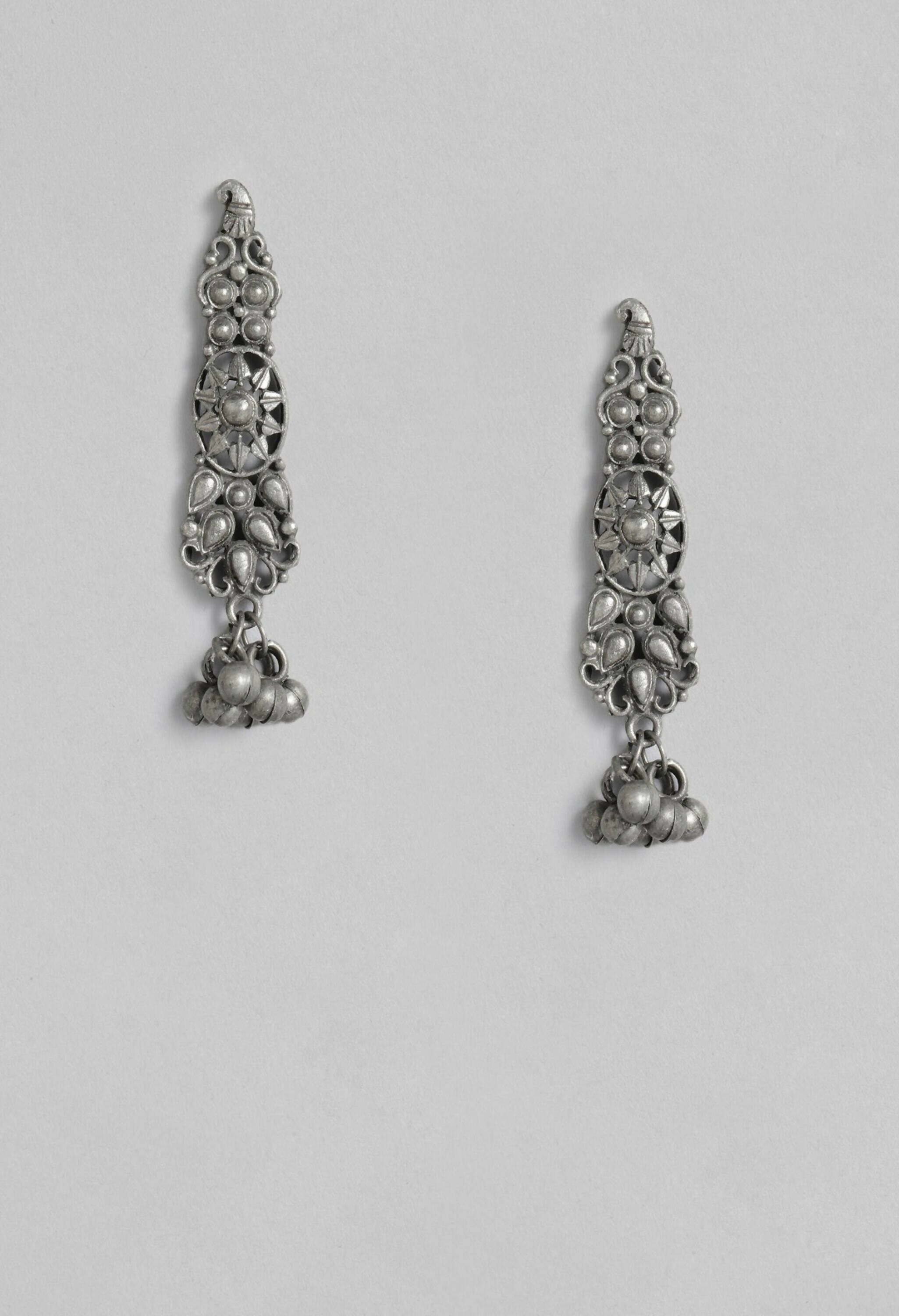 Mominos Fashion Johar Kamal Oxidised Silver-Plated Brass Finish Temple Jewellery with Earrings For Women - Distacart