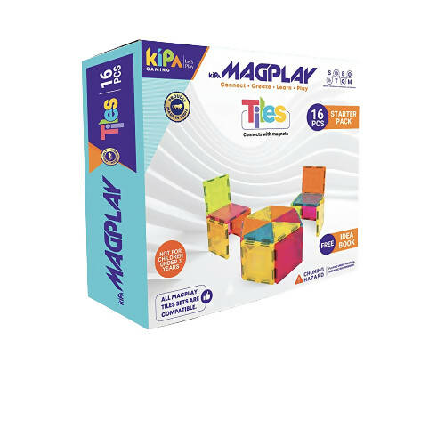 Kipa MagPlay 16 Magnetic Tiles and Blocks 16 pcs Starter Pack Building Educational Toys for Kids - Distacart