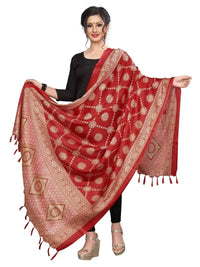 Thumbnail for Vamika Traditional Wear Red Printed Khadi Bhagalpuri Dupatta