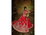 Thumbnail for House of Panchhi Red Pure Silk Moti & Zarkan heavy embroidery Lehenga choli & Dupatta - Distacart