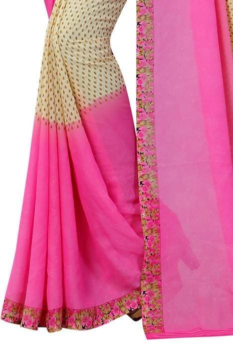 Vamika Pink Georgette Printed Contemporary Saree (PADING PINK)