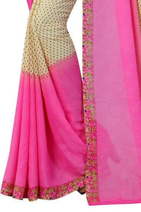 Thumbnail for Vamika Pink Georgette Printed Contemporary Saree (PADING PINK)