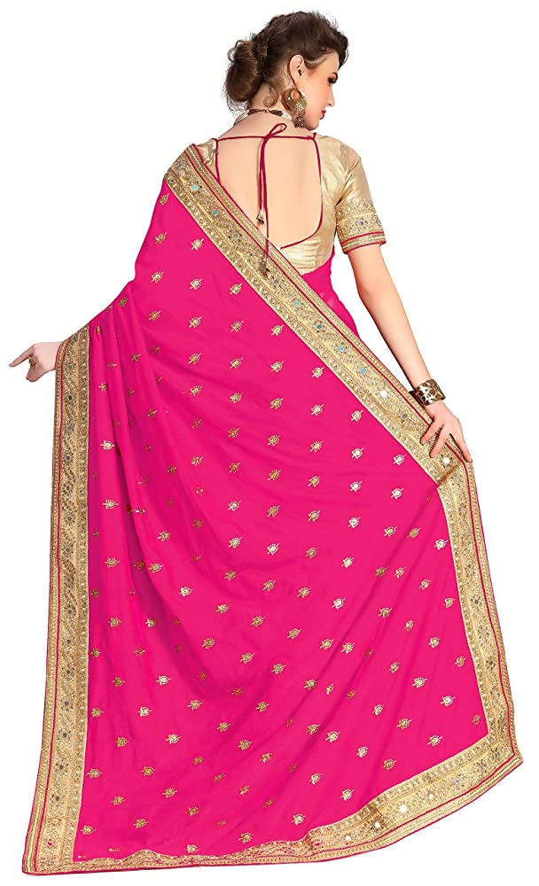 Sarvadarshi Fashion Women's Light Pink Brocade Silk Saree With Unstitched Blouse