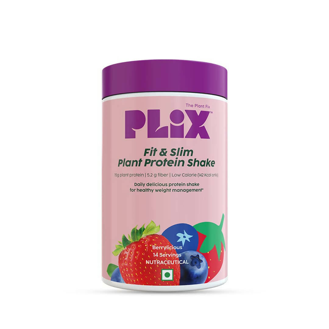 PLIX The Plant Fix Fit & Slim Smoothie Plant Protein Shake Powder - Strawberry - Distacart