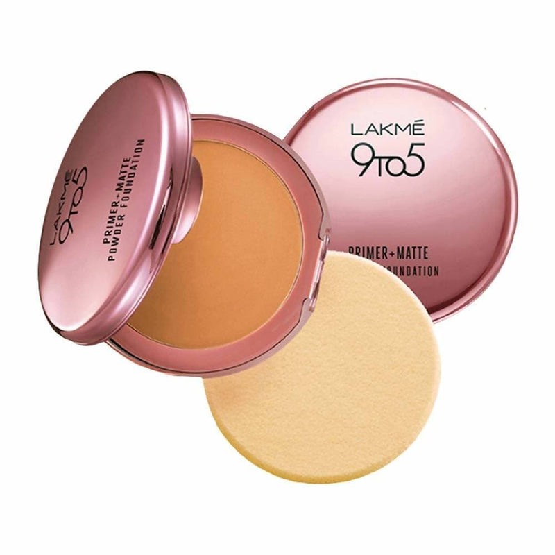 Lakme 9 To 5 Primer With Matte Powder Foundation Compact - Silky Golden - Distacart