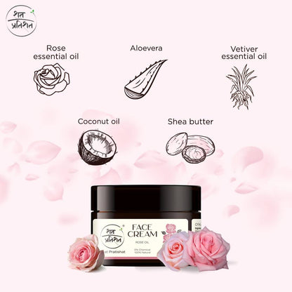 Shat Pratishat Natural Face Cream - Rose Oil - Distacart