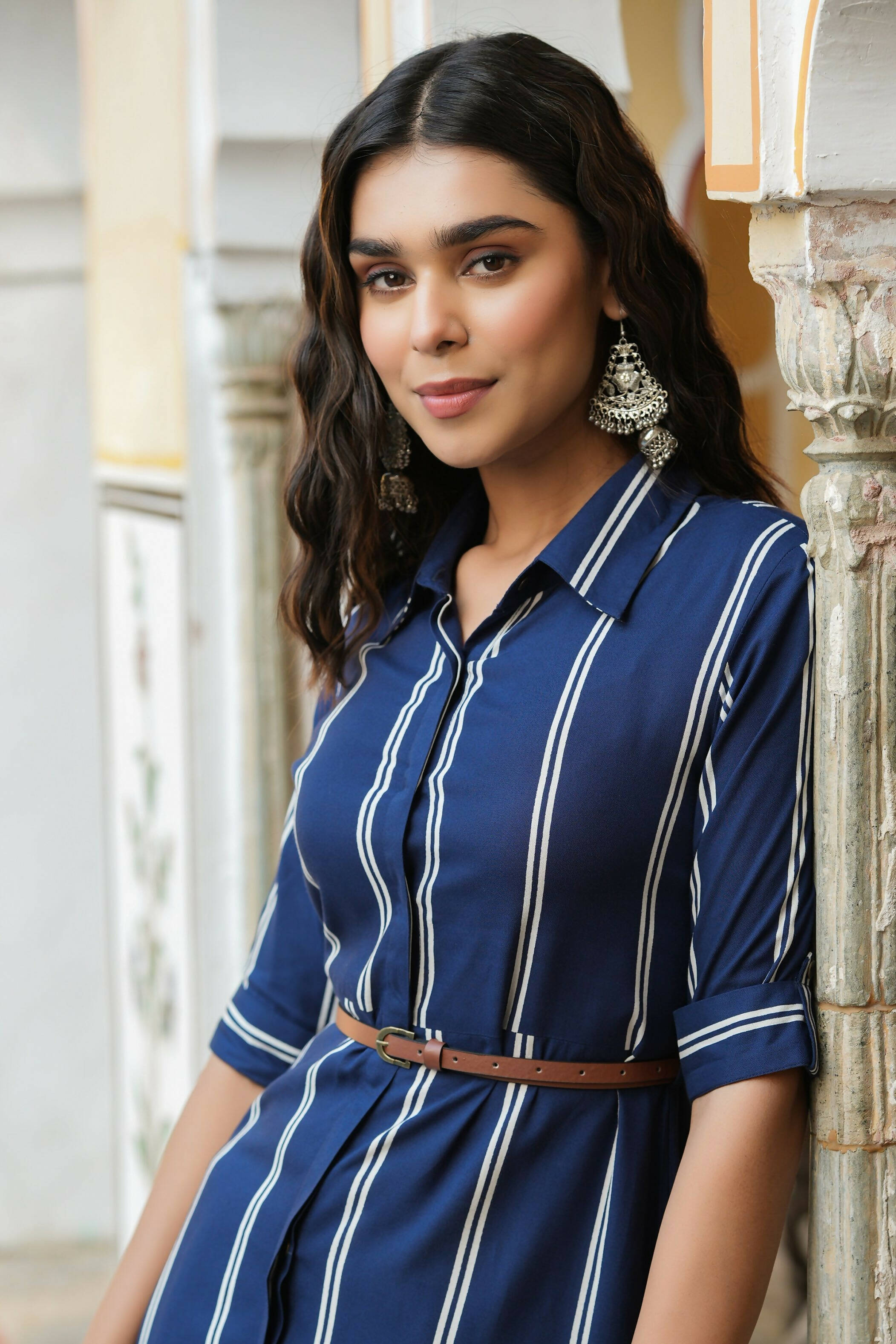 Juniper Women's Navy Rayon Staple Printed A-Line Dress - Distacart