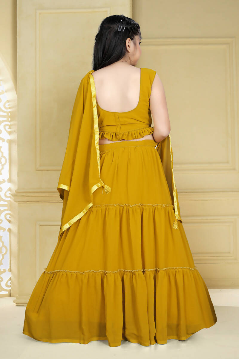 Wedding Designer Yellow Georgette Kidswear Lehenga - Aaradhna - Distacart