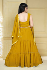 Thumbnail for Wedding Designer Yellow Georgette Kidswear Lehenga - Aaradhna - Distacart