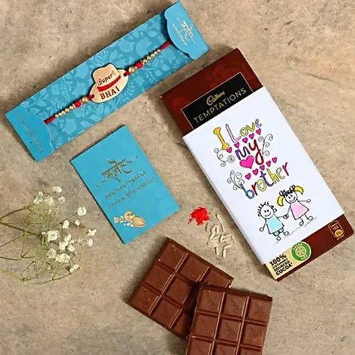 Super Bhai Rakhi & I Love My Bro Chocolate Sleeve