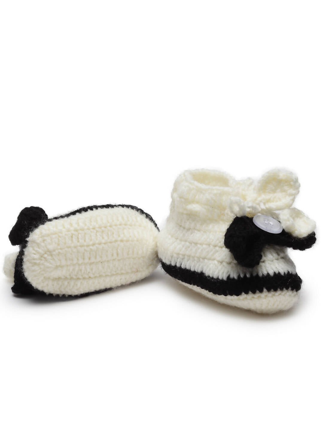 Chutput Kids Woollen Hand Knitted Self Desgin Booties - Cream - Distacart