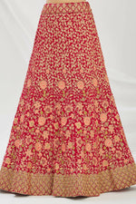 Thumbnail for Red Velvet Semi-Stitched Wedding Bridal Lehenga - Nimaya - Distacart
