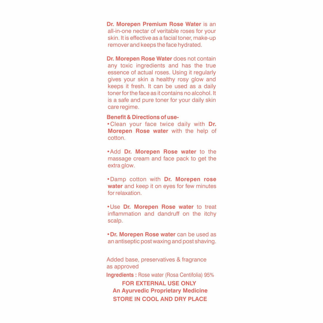Dr. Morepen Pure & Natural Rose Water Spray - Distacart