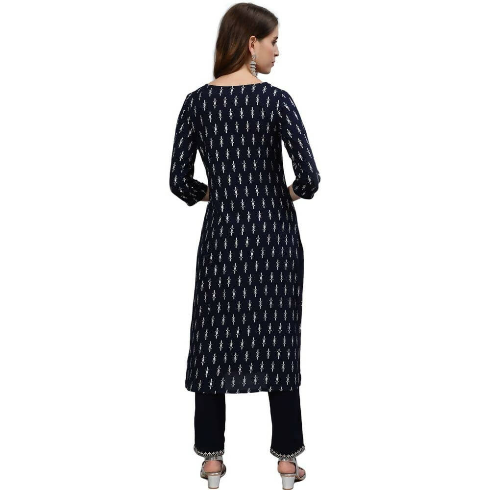 Anubhutee Women's Rayon Printed Regular Black Kurta with Trousers - Distacart