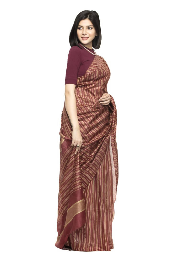 Mominos Fashion Maroon Color Bhagalpuri Saree