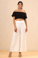 Thumbnail for Juniper Women White Rayon Solid Straight Palazzo - Distacart