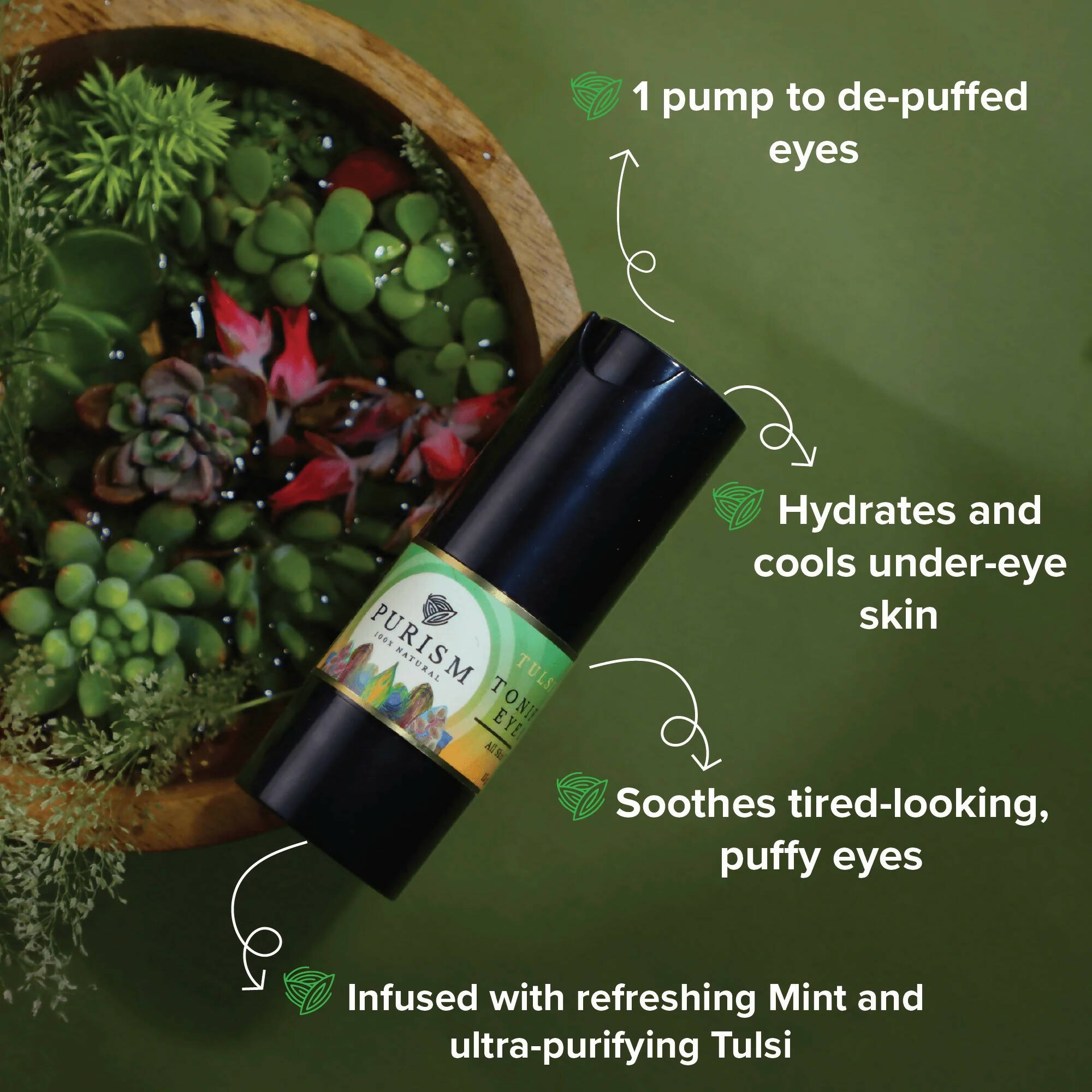 Purism Tulsi Mint Tonifying Eye Gel - Distacart