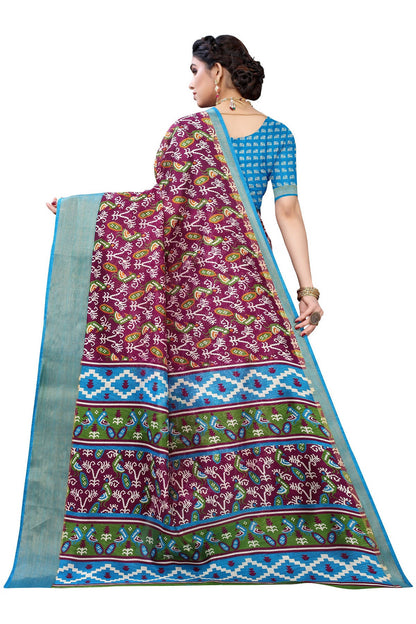 Vamika Beautiful Purple Linen Jari Border Saree (JANKI PURPLE) - Distacart