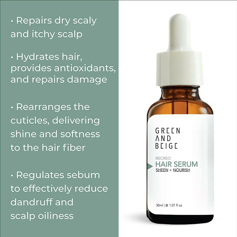 Green And Beige Recreo Sheen + Nourish Hair Serum - Distacart