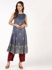 Aniyah Rayon Block Print Flared Grey Kurta (AN-150K)
