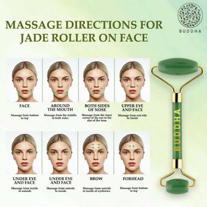 Buddha Natural Green-M Green Jade Face Roller Massager (Green) - Distacart