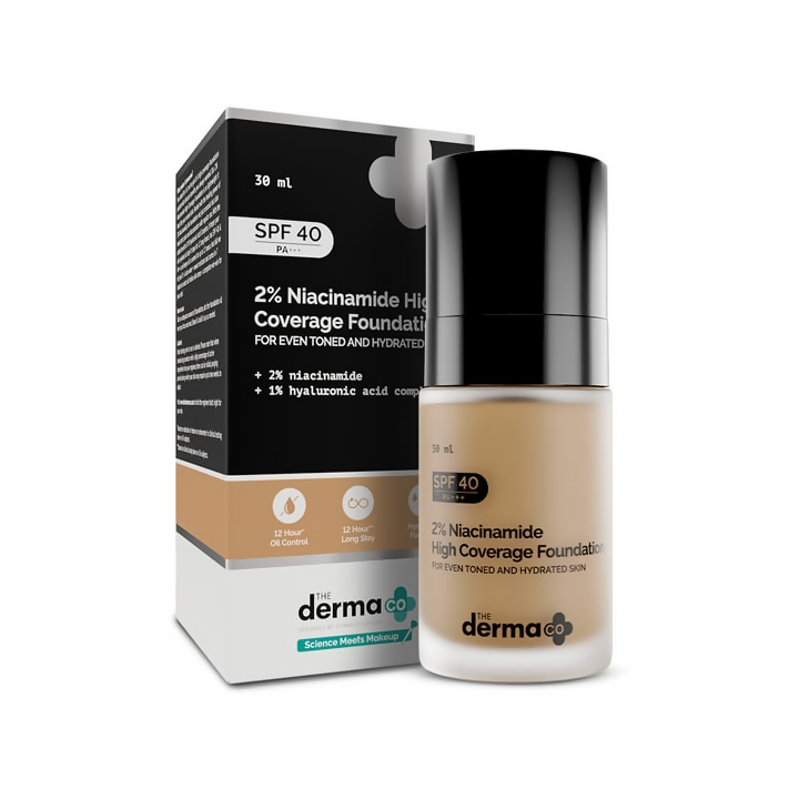 The Derma Co 2% Niacinamide High Coverage Foundation-04 Caramel - Distacart