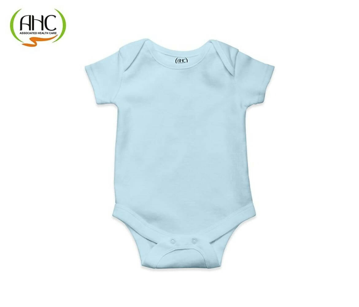 AHC Soft Cotton Short-Sleeve Bodysuits Solid Onesies New Born Infant Dress - Grey/Blue/Green/Pink/Yellow - Distacart