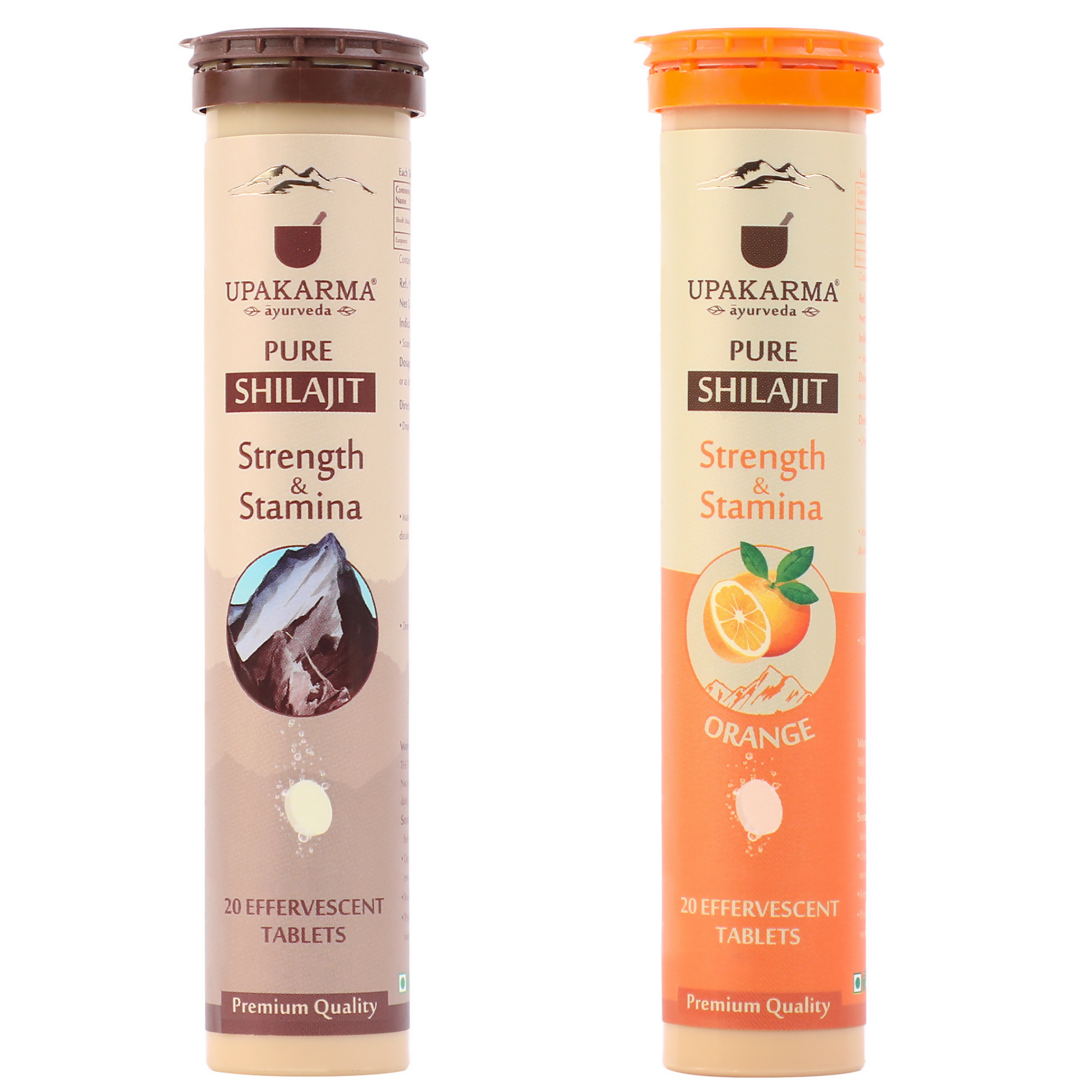 Upakarma Ayurveda Pure SJ Effervescent Tablets in 2 Unique Flavors (Pure SJ & Orange) Combo - Distacart